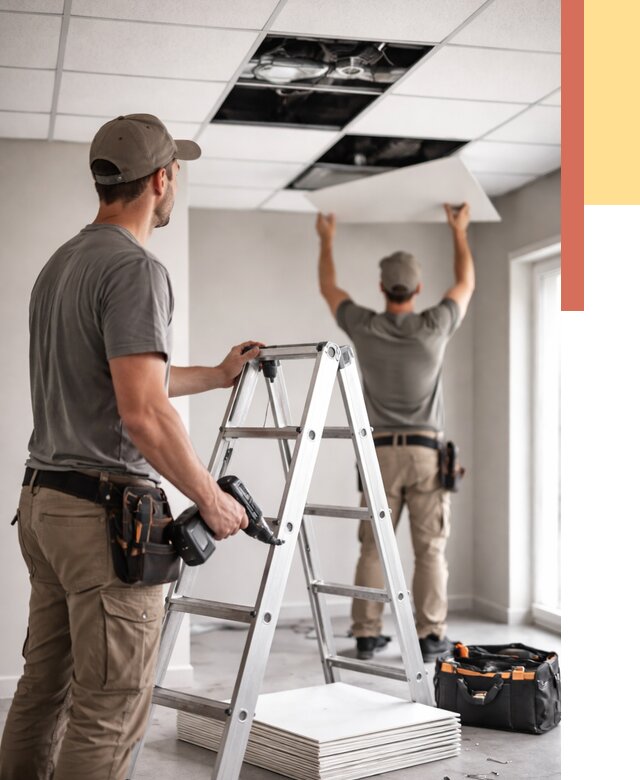 Обслуживание подвесного потолка в Лянторе от 3583 руб. — быстро и недорого | ОТДЕЛОЧНИК-Лнт