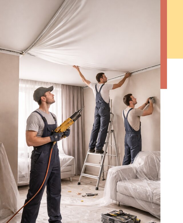 Установка натяжного потолка в Лянторе от 4607 руб. | Быстро и недорого — ОТДЕЛОЧНИК-Лнт