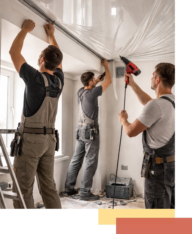 Монтаж глянцевого натяжного потолка в Лянторе быстро и качественно