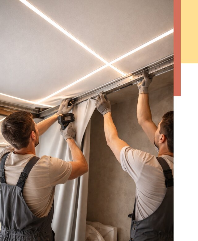 Монтаж натяжного потолка со световыми линиями в Лянторе от 1228 руб. | ОТДЕЛОЧНИК-Лнт