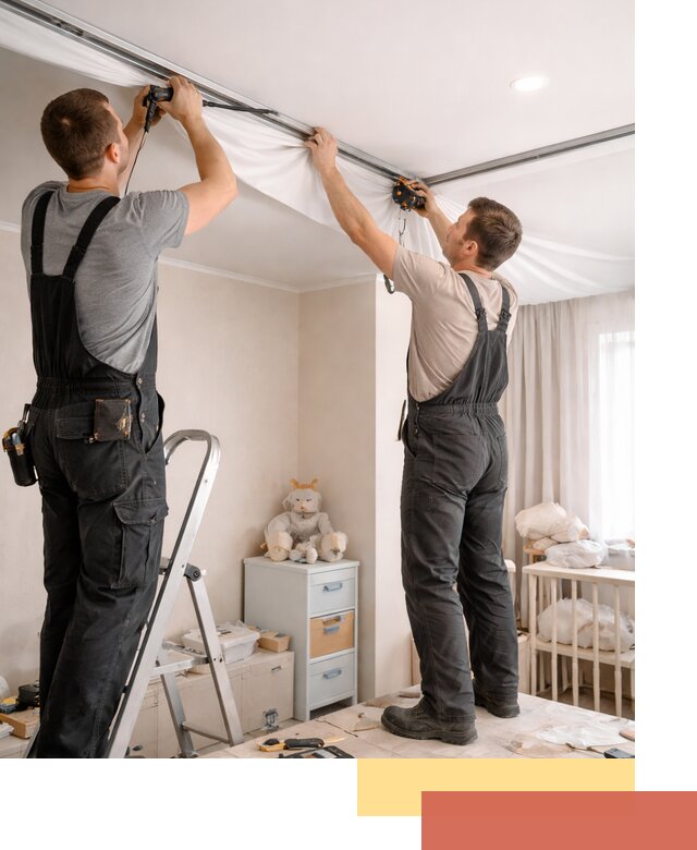 Монтаж натяжного потолка в детской комнате в Лянторе