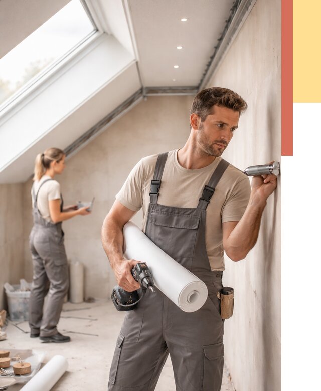 Монтаж натяжного потолка на мансарде в Лянторе от 3583 руб. | ОТДЕЛОЧНИК-Лнт