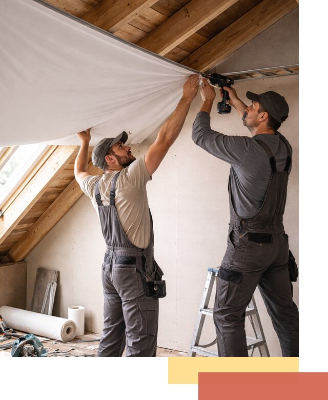 Монтаж натяжного потолка в мансарде в Лянторе