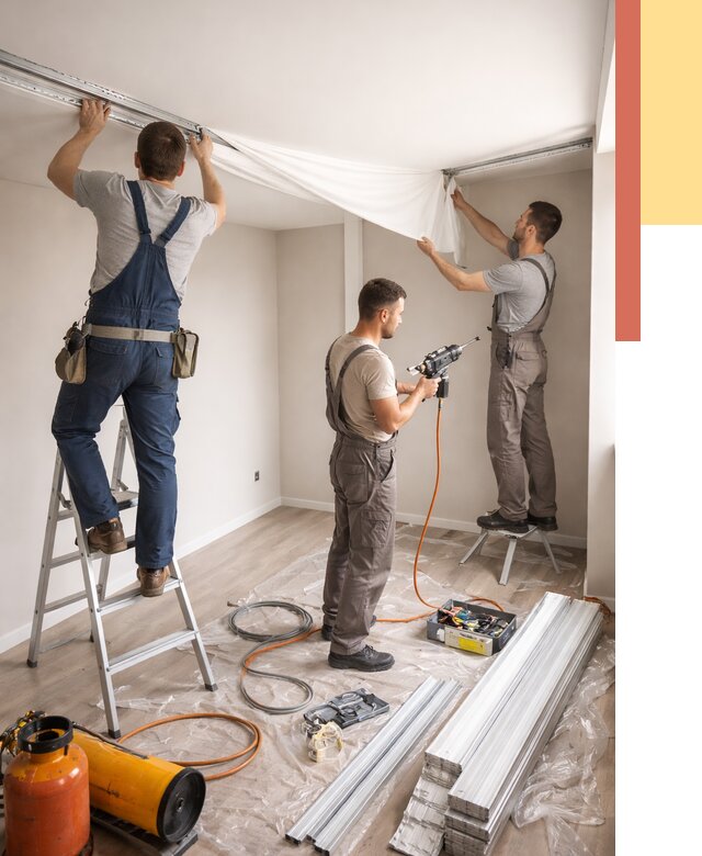 Монтаж натяжного потолка в студии в Лянторе от 5630 руб. — быстро и недорого | ОТДЕЛОЧНИК-Лнт