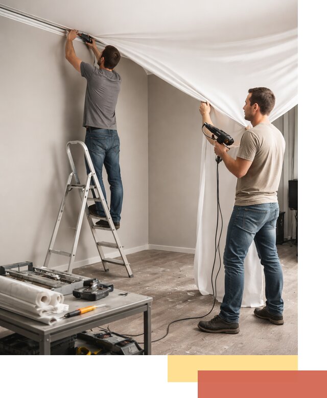 Монтаж натяжного потолка в студии в Лянторе