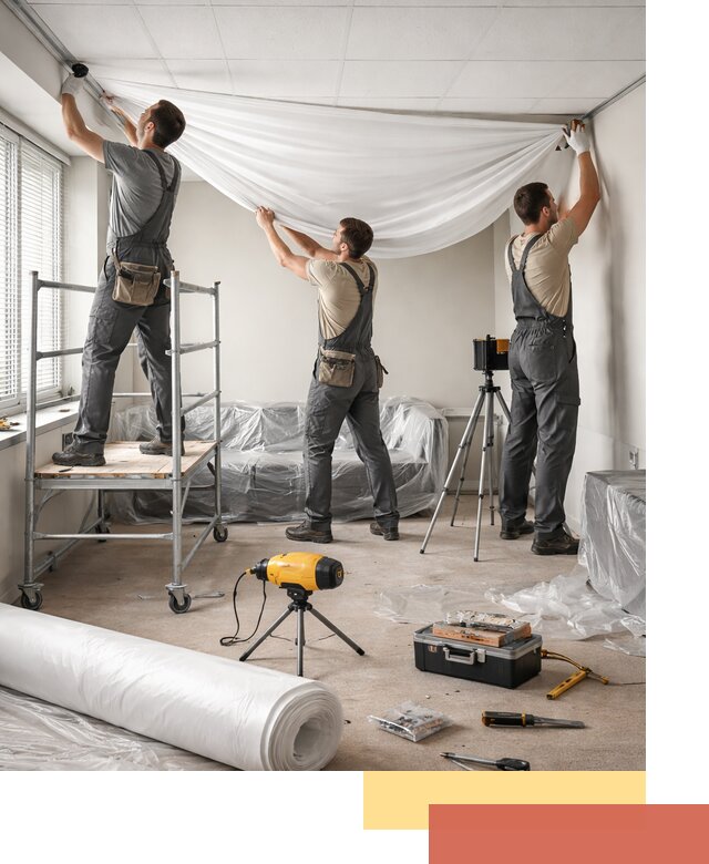 Монтаж натяжного потолка в офисе в Лянторе