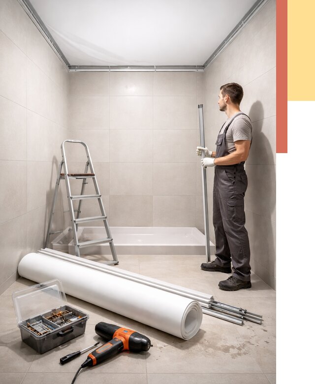 Монтаж натяжного потолка в санузле в Лянторе от 1894 руб. — ОТДЕЛОЧНИК-Лнт