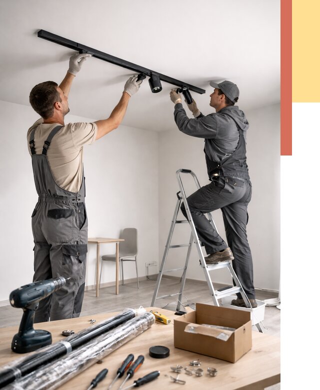 Установка трековых светильников в натяжной потолок в Лянторе от 4300 руб. | ОТДЕЛОЧНИК-Лнт