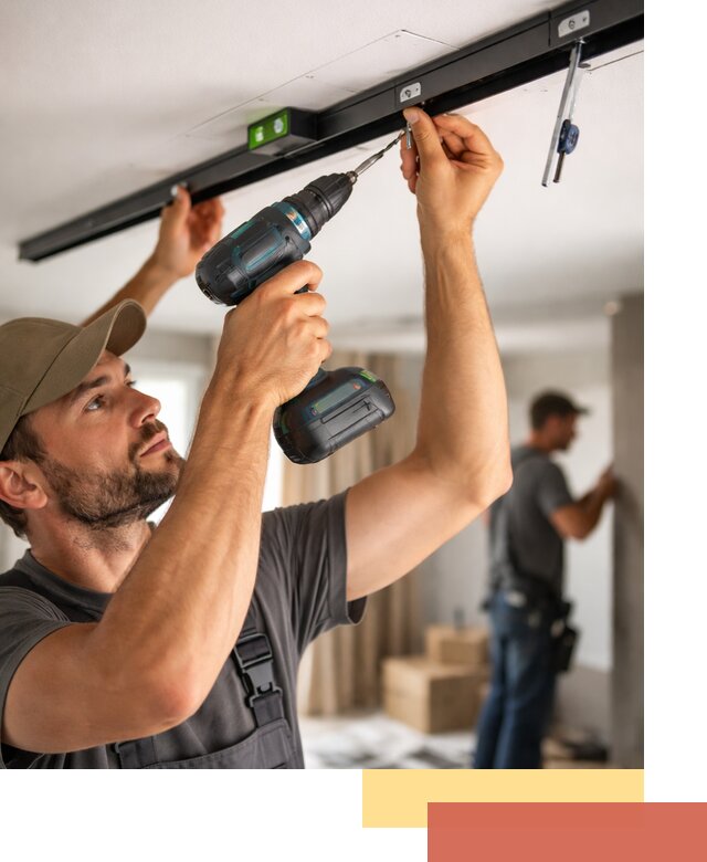 Установка трековых светильников в натяжной потолок в Лянторе