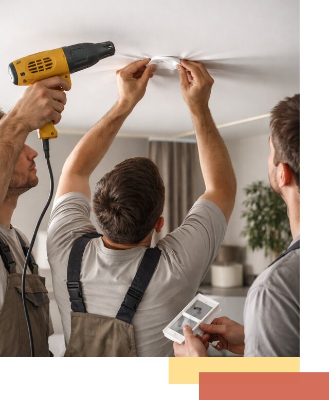 Ремонт прокола полотна натяжного потолка в Лянторе