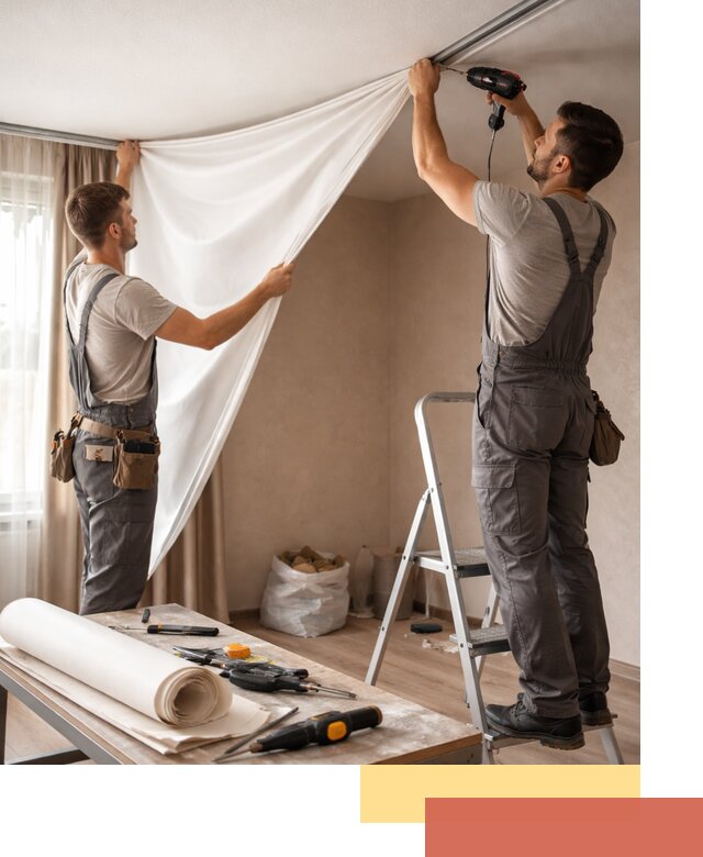 Замена полотна натяжного потолка в Лянторе быстро и качественно