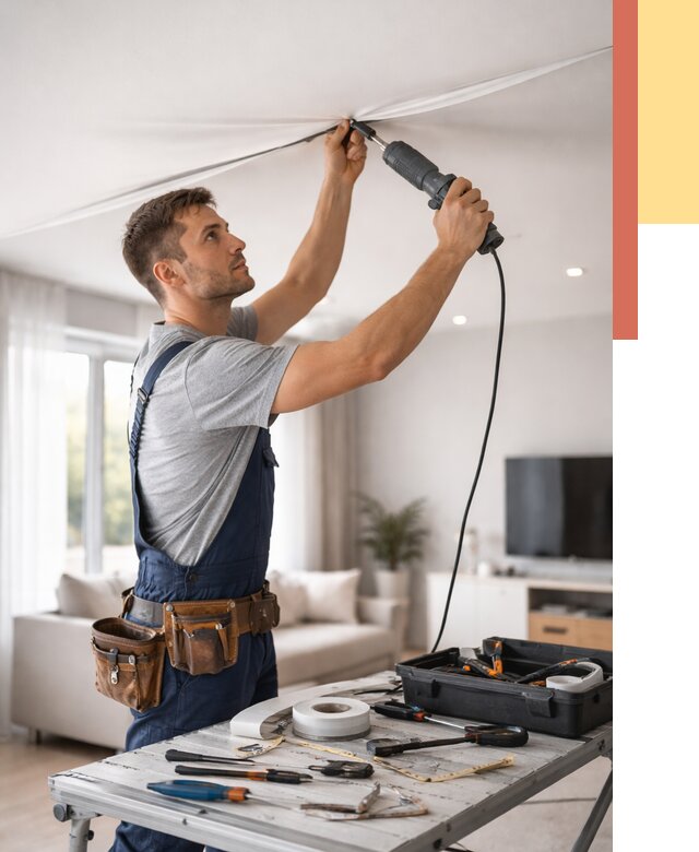 Ремонт натяжных потолков в Лянторе от 9725 руб. под ключ — ОТДЕЛОЧНИК-Лнт