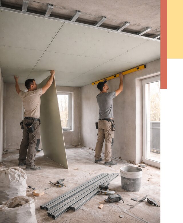 Одноуровневый потолок из гипсокартона в Лянторе от 768 руб. — монтаж под ключ | ОТДЕЛОЧНИК-Лнт