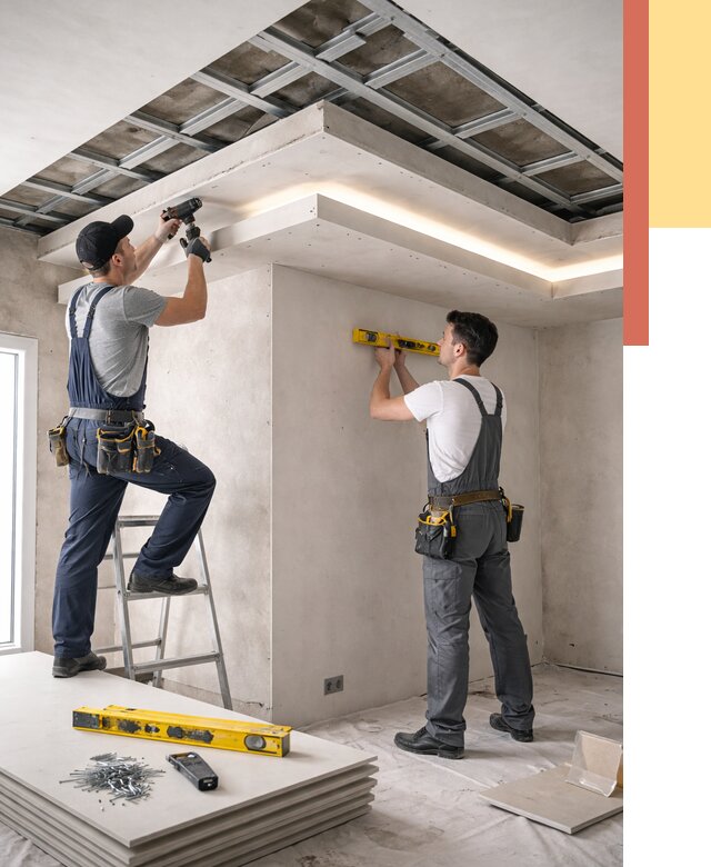 Двухуровневый потолок из гипсокартона в Лянторе от 1484 руб. под ключ | ОТДЕЛОЧНИК-Лнт