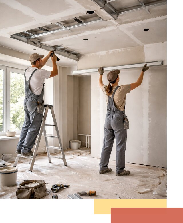 Монтаж многоуровневого потолка из гипсокартона в Лянторе