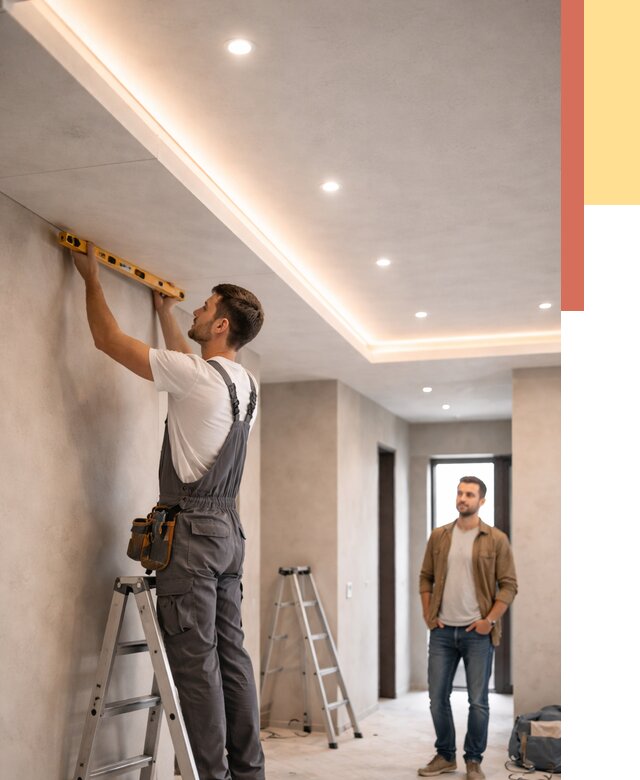 Потолок из гипсокартона с подсветкой в Лянторе от 768 руб./м2 под ключ | ОТДЕЛОЧНИК-Лнт