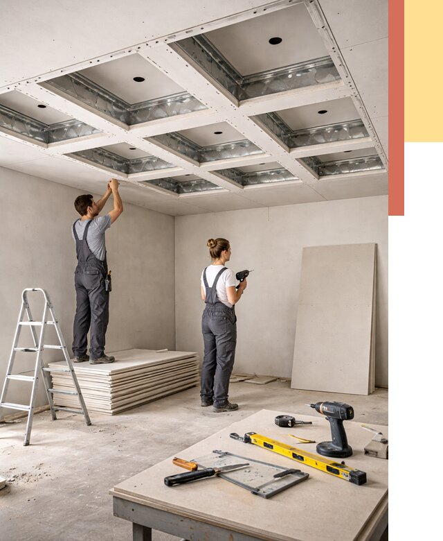 Кессонный потолок из гипсокартона в Лянторе от 1894 руб. — монтаж и под ключ | ОТДЕЛОЧНИК-Лнт