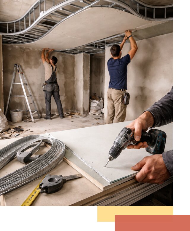 Криволинейный потолок из гипсокартона в Лянторе — монтаж и отделка