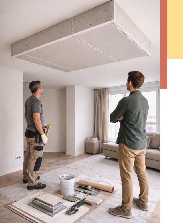 Короб на потолке из гипсокартона в Лянторе от 2252 руб. — монтаж и услуги под ключ | ОТДЕЛОЧНИК-Лнт