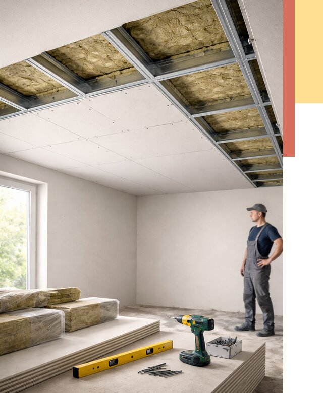 Звукоизоляция потолка ГКЛ в Лянторе от 973 руб. — монтаж под ключ | ОТДЕЛОЧНИК-Лнт