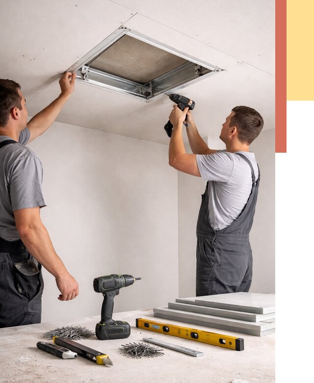 Установка люка в потолок ГКЛ в Лянторе от 2559 руб. под ключ | ОТДЕЛОЧНИК-Лнт