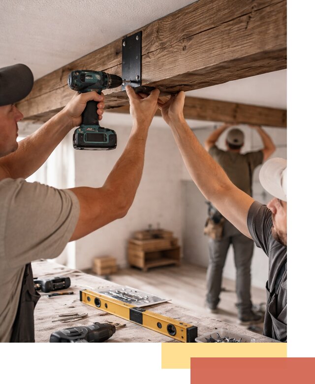 Монтаж декоративных потолочных балок в Лянторе